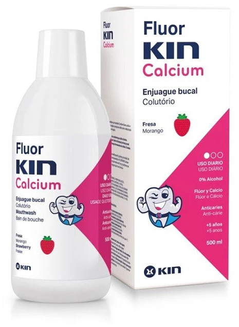 Kin Fluorkin Kalcio Skalavimo Skystis Braškių Skonio 500ml