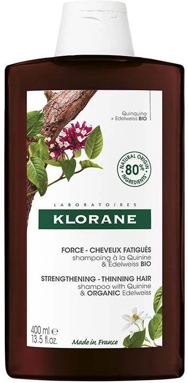 "Klorane" stiprinamasis šampūnas su chininu ir Edelweiss Bio 400ml