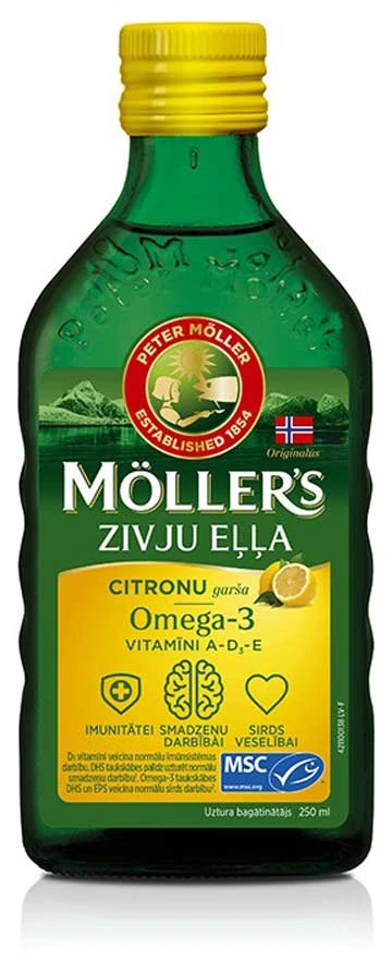 Mollers citrinu skonio skysti žuvų taukai 250ml