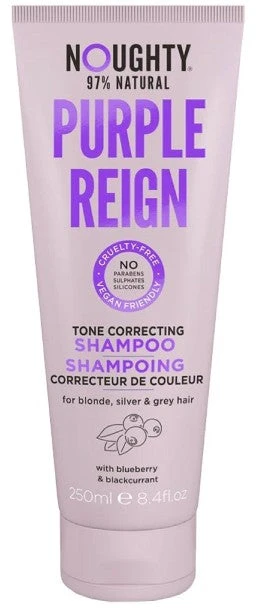 Noughty Violetinė Reign geltonus plaukų atspalvius koreguojantis šampūnas su mėlynių ir juodųjų serbentų ekstraktais, 250 ml