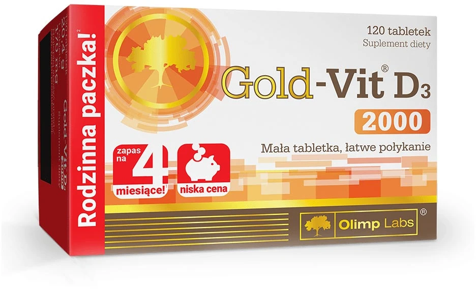 Olimp Gold-Vit D3 2000 maisto papildas 120 tablečių