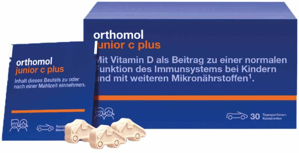 ORTHOMOL Junior C plus mandarinų skonio (30 dienos dozių)