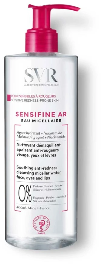 SVR SENSIFINE AR EAU MICELLAIRE, valomasis micelinis vanduo jautriai, rausti linkusiai odai, 400 ml