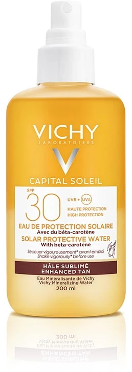 Vichy Ideal Soleil Solar Protective Water Enhanced Tan SPF30+ Apsauginis purškiklis su betakarotenu, 200 ml