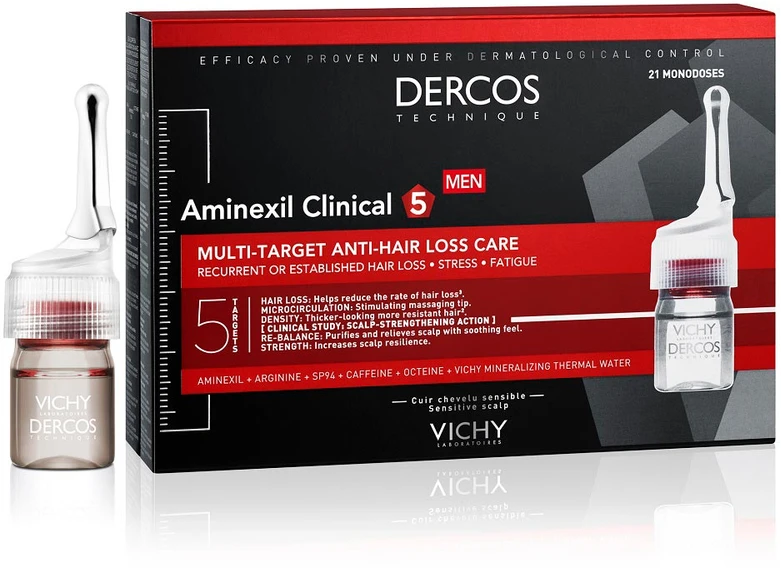 Priemonė nuo plaukų slinkimo Vichy Dercos Aminexil Clinical 5, 21 x 6 ml