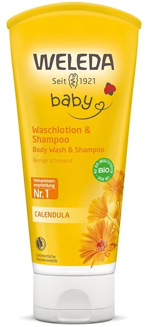 Weleda Baby Calendula Šampūnas And Kūno prausiklis Prausiamasis balzamas kūnui ir plaukams 200ml