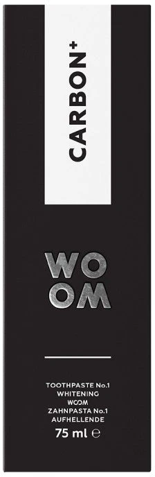 Woom Carbon+ balinanti juoda dantų pasta su aktyvuota anglimi 75ml