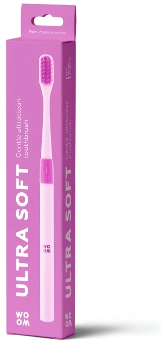 Woom Ultra Soft Ultraclean Deep Cleaning Rožinis dantų šepetėlis
