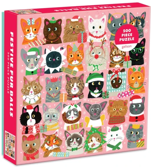 Dėlionė Galison Festive Furballs 500 Piece Puzzle