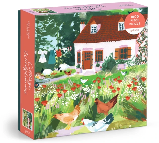 KNYGA Bookshop Cottage Wildflowers 1000 Piece Puzzle in a Square Box