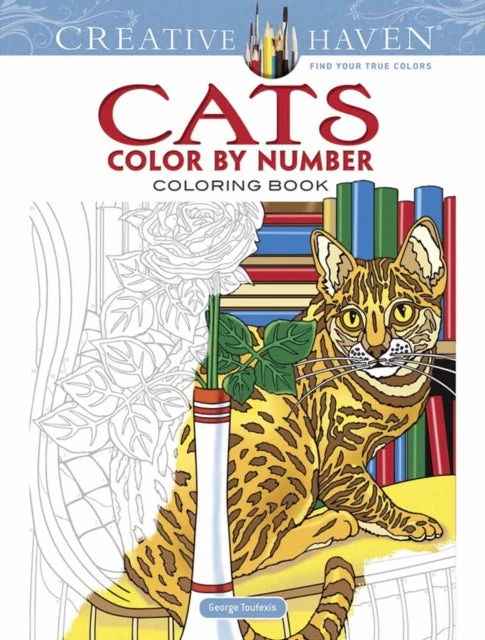 KNYGA George Toufexis Creative Haven Cats Color by Number Coloring Book
