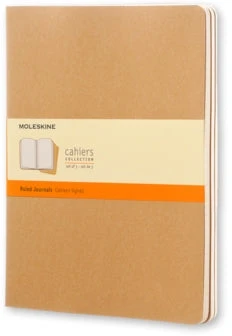 Užrašų knygutė Moleskine Cahier 19x25cm, linijomis, minkštu viršeliu, rudos spalvos, 3 vnt