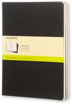 Užrašų knygutė Moleskine Cahier 19x25cm, baltais lapais, minkštu viršeliu, juodos spalvos