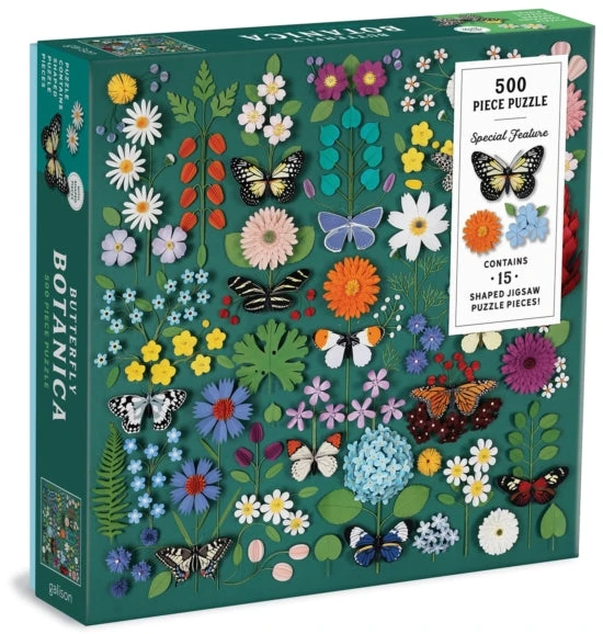 Galison Butterfly Botanica 500 detalių dėlionė su skirtingomis figūrėlėmis