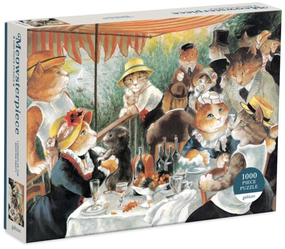 Bookshop Knygyno pietūs valčių vakarėlyje „Meowsterpiece of Western Art“ 1000 detalių dėlionė