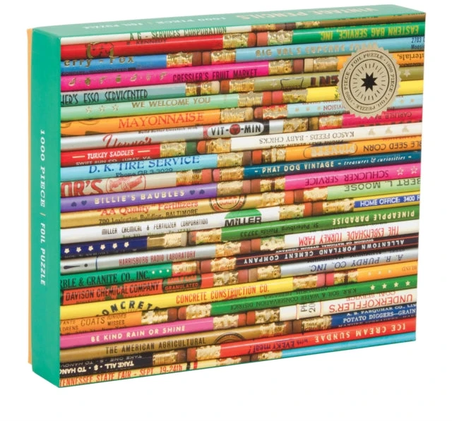 Galison Phat Dog Vintage Pencils 1000 detalių dėlionė su folija