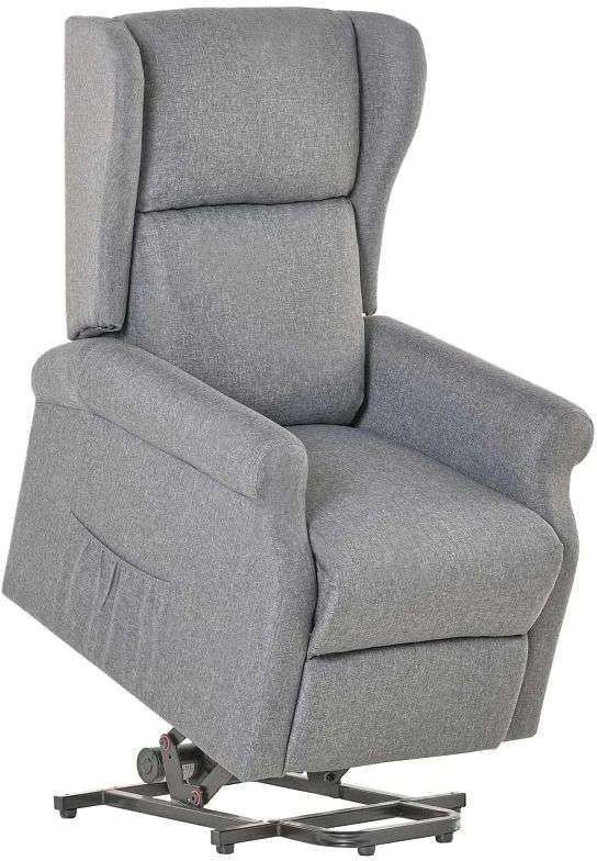 HOMCOM fotelis su elektrine kėlimo funkcija, gulėjimo padėtis, linas, pilkas, 72,5 x 94 x 109 cm