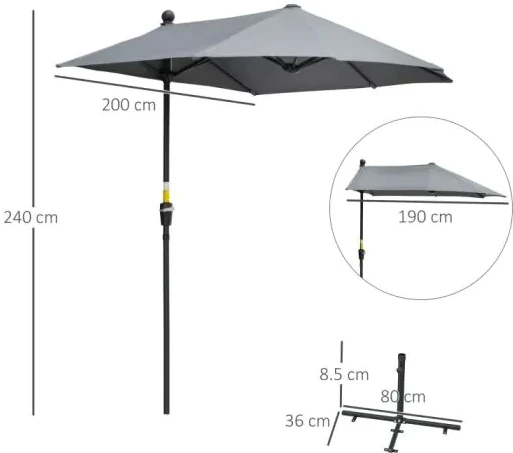 „Outsunny“ pusinis sodo/balkono skėtis nuo saulės
