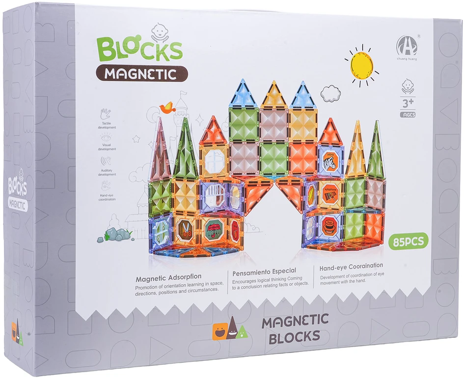 3D magnetinių blokelių rinkinys 85 vnt