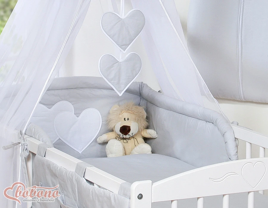 Patalynės komplektas su baldakimu Hanging Hearts pilkas