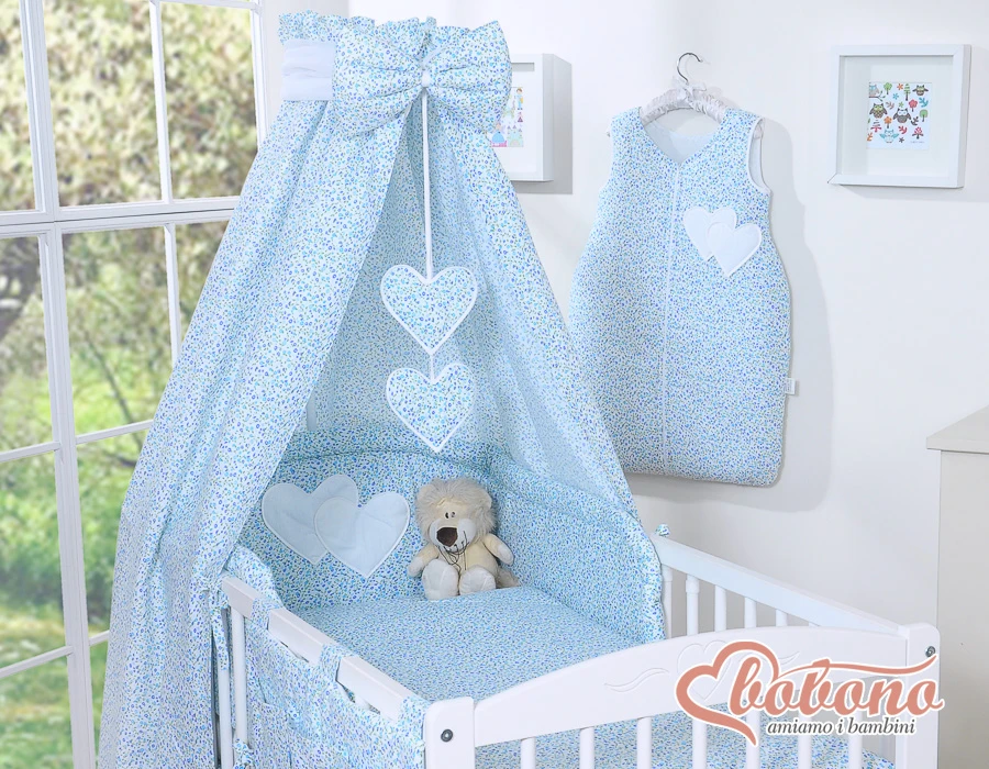 Patalynės komplektas su baldakimu Hanging Hearts mėlynas