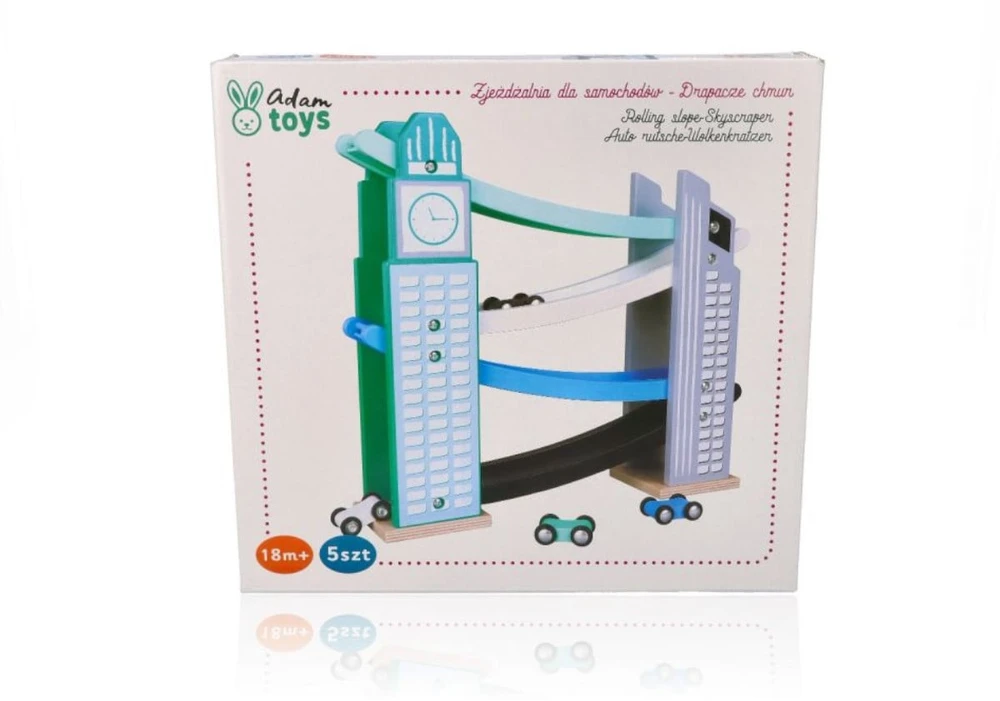 Adam Toys Automobilių čiuožykla – dangoraižių nuotykiai vaikams nuo 18 mėn., edukacinė, spalvota