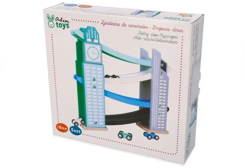 Adam Toys Automobilių čiuožykla – dangoraižių nuotykiai vaikams nuo 18 mėn., edukacinė, spalvota