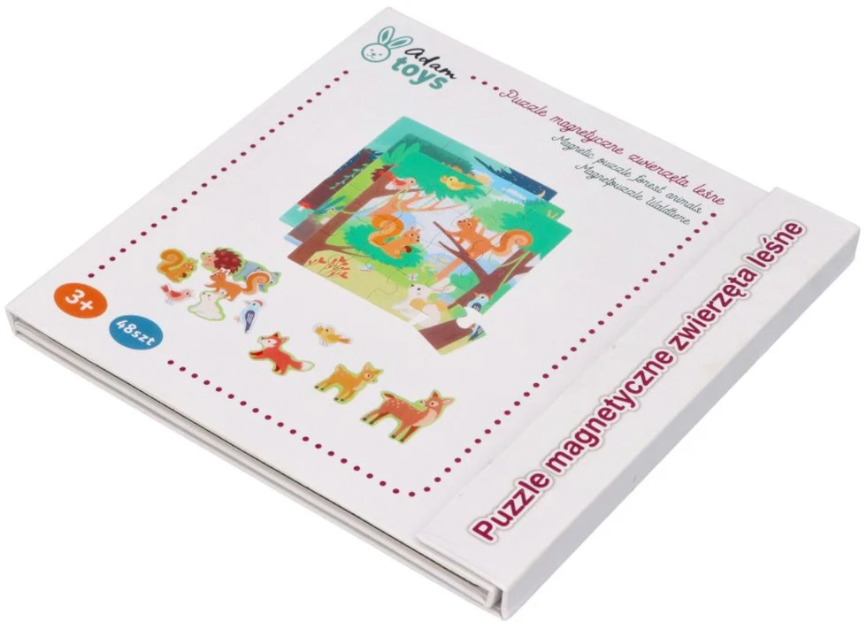Adam Toys Lanksti magnetinė 3in1 dėlionė su miško gyvūnais, vaikams nuo 3 metų, spalvota