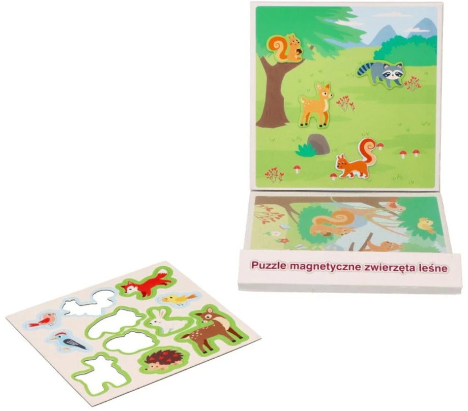Adam Toys Lanksti magnetinė 3in1 dėlionė su miško gyvūnais, vaikams nuo 3 metų, spalvota