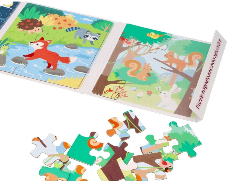 Adam Toys Lanksti magnetinė 3in1 dėlionė su miško gyvūnais, vaikams nuo 3 metų, spalvota