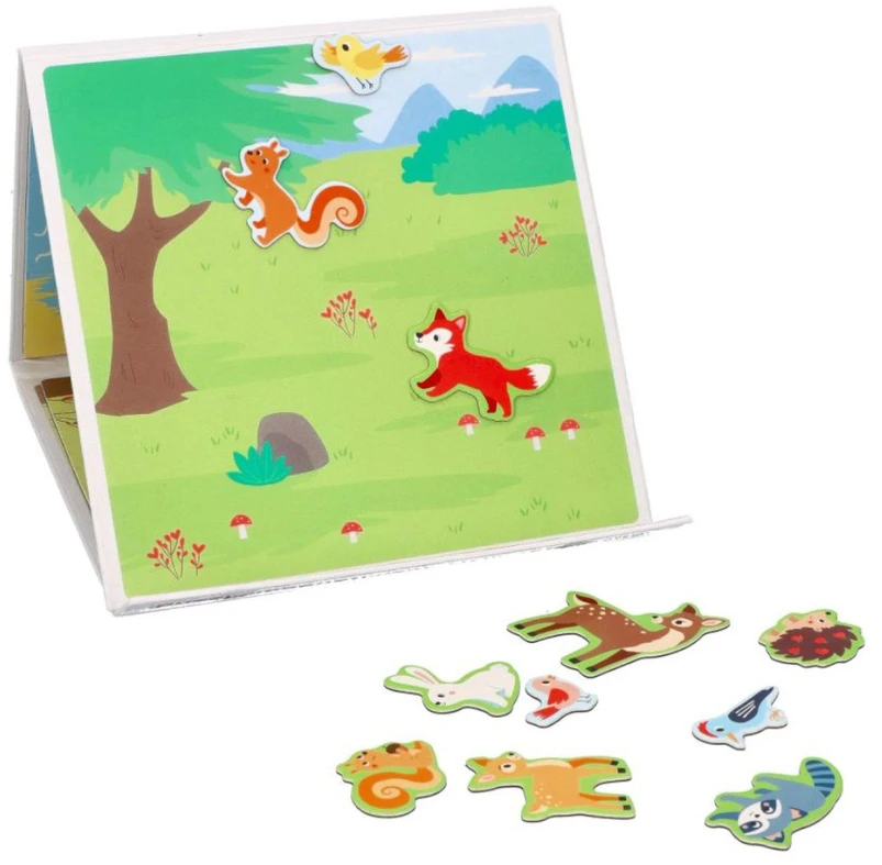 Adam Toys Lanksti magnetinė 3in1 dėlionė su miško gyvūnais, vaikams nuo 3 metų, spalvota
