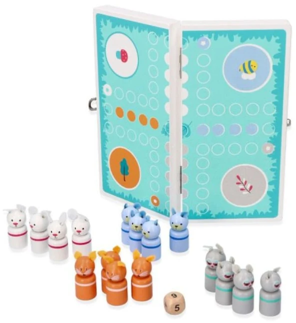 Adam Toys Lavinamoji stalo žaidimo „Chińczyk“ versija su miško gyvūnėliais, vaikams nuo 4 metų, skatina loginį mąstymą, žalsva