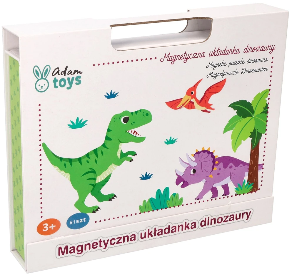 Adam Toys Magnetinė dinozaurų dėlionė su lenta ir 51 detalė, vaikams nuo 3 metų