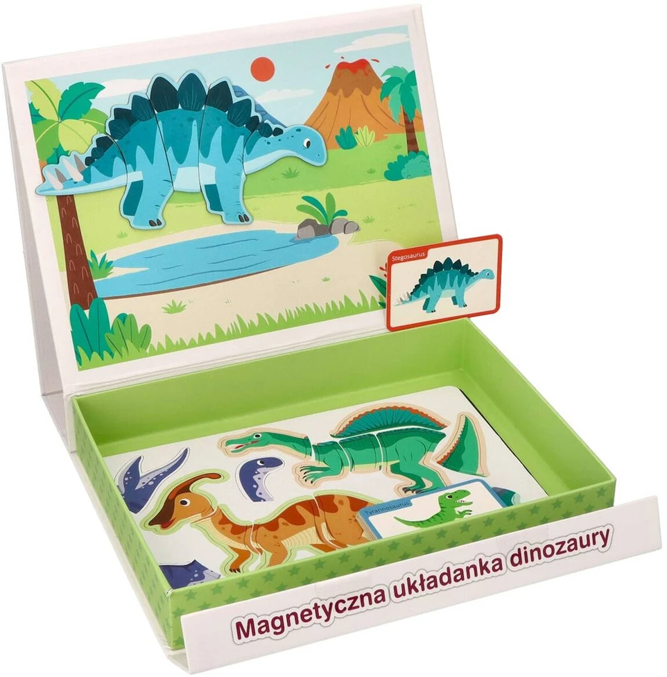 Adam Toys Magnetinė dinozaurų dėlionė su lenta ir 51 detalė, vaikams nuo 3 metų