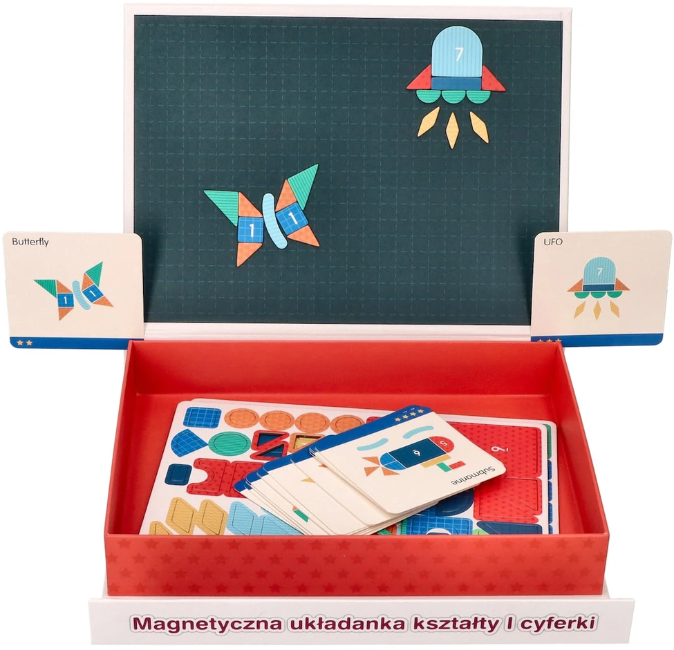Adam Toys Magnetinė edukacinė dėlionė su formomis ir skaičiais, vaikams nuo 3 metų, sulankstoma dėžutė