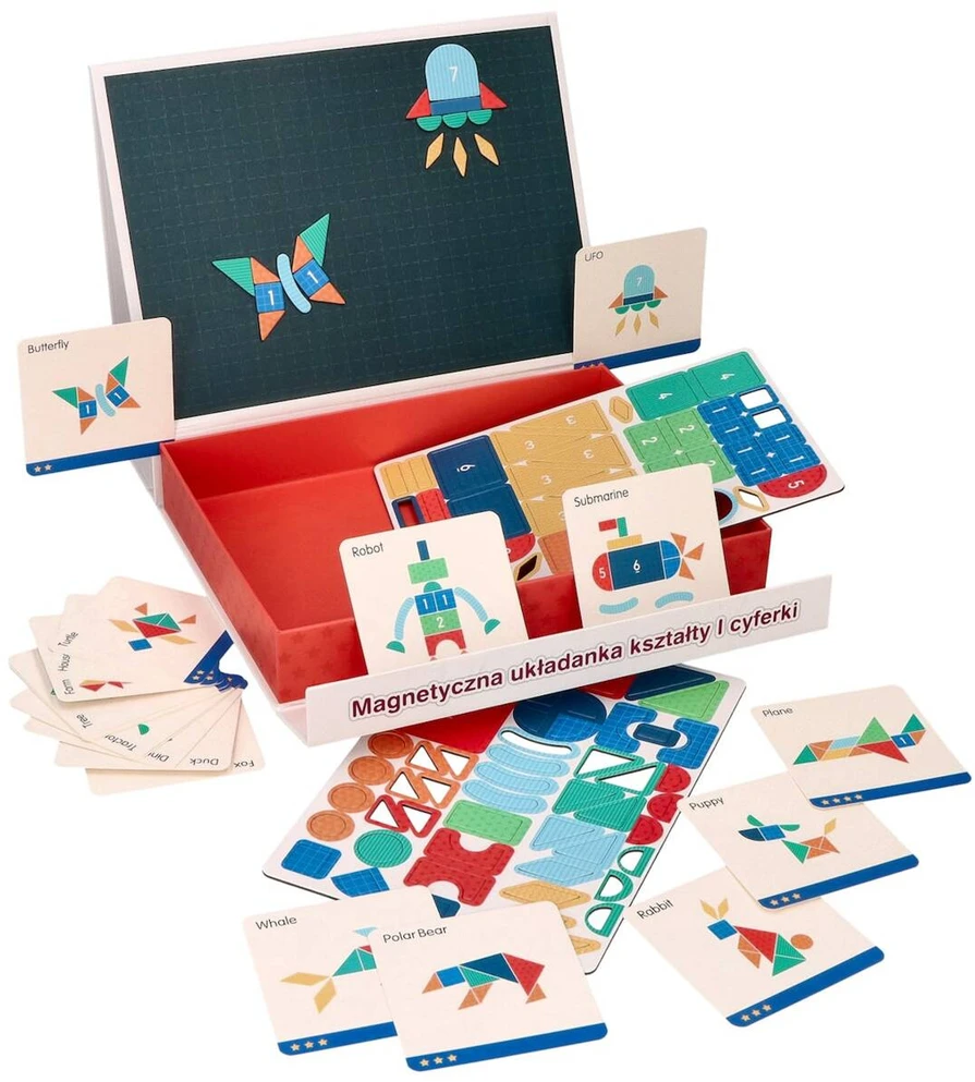 Adam Toys Magnetinė edukacinė dėlionė su formomis ir skaičiais, vaikams nuo 3 metų, sulankstoma dėžutė