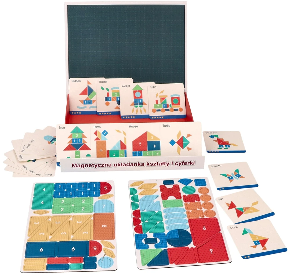 Adam Toys Magnetinė edukacinė dėlionė su formomis ir skaičiais, vaikams nuo 3 metų, sulankstoma dėžutė