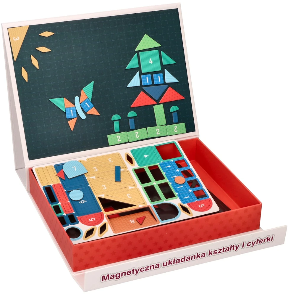 Adam Toys Magnetinė edukacinė dėlionė su formomis ir skaičiais, vaikams nuo 3 metų, sulankstoma dėžutė