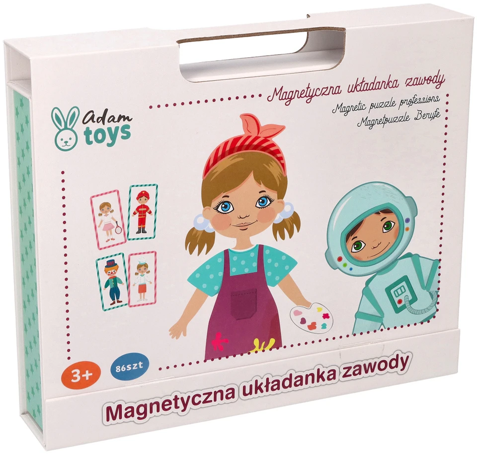 Adam Toys Magnetinė profesijų dėlionė su drabužių priedais, vaikams nuo 3 metų, lavina smulkiąją motoriką, spalvota