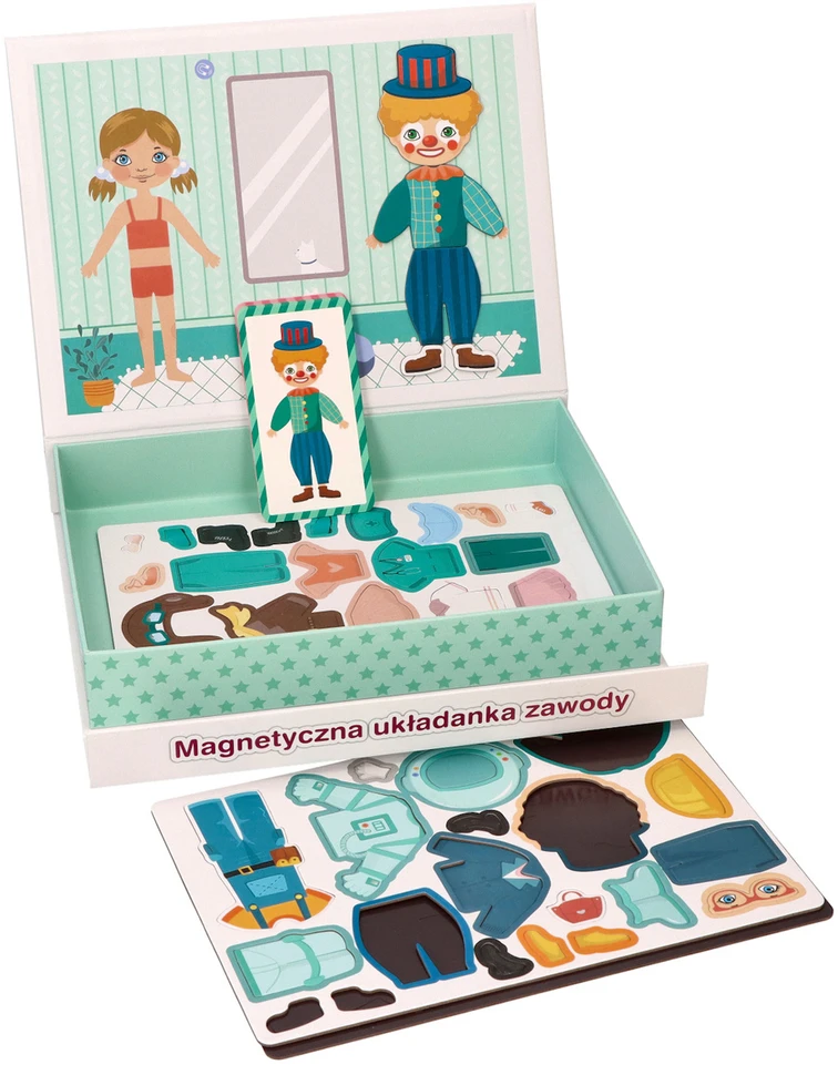 Adam Toys Magnetinė profesijų dėlionė su drabužių priedais, vaikams nuo 3 metų, lavina smulkiąją motoriką, spalvota