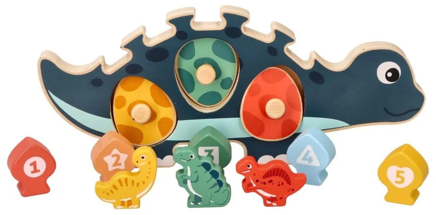 Adam Toys Medinė edukacinė dėlionė „Mama dinozauras“ vaikams nuo 12 mėn., 12 detalių