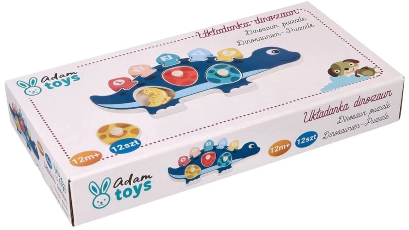 Adam Toys Medinė edukacinė dėlionė „Mama dinozauras“ vaikams nuo 12 mėn., 12 detalių