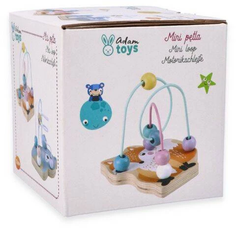 Adam Toys Medinė mažoji motorinė žaidimo kilpa lapiuko formos, vaikams nuo 12 mėn., lavinanti motoriką, spalvota