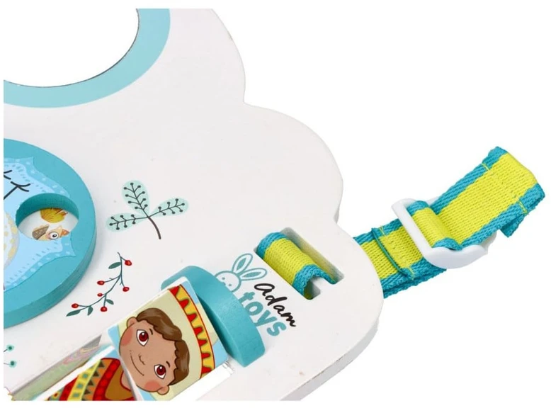Adam Toys Medinė sensorinė veiklos lenta „Vaikų pasaulis“, skirta kūdikiams nuo 6 mėn., lavina smulkiąją motoriką, pastelė