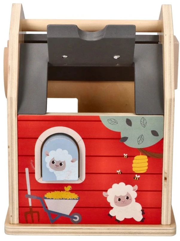Adam Toys Medinis ūkio formos rūšiavimo žaislas su gyvūnėliais, vaikams nuo 12 mėn., spalvotas