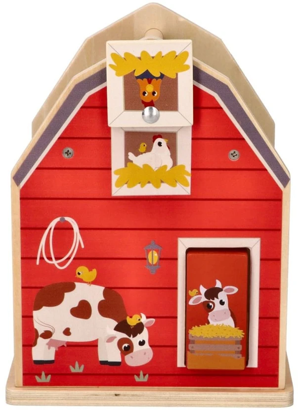 Adam Toys Medinis ūkio formos rūšiavimo žaislas su gyvūnėliais, vaikams nuo 12 mėn., spalvotas