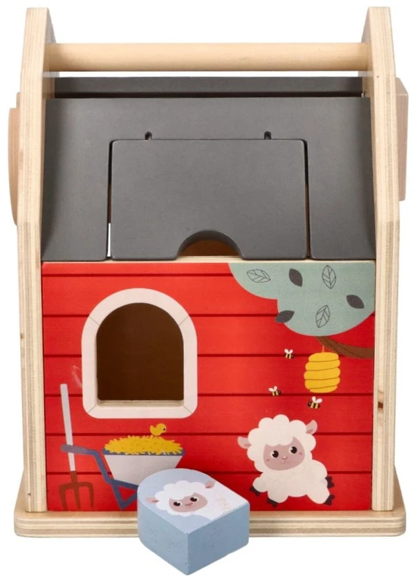 Adam Toys Medinis ūkio formos rūšiavimo žaislas su gyvūnėliais, vaikams nuo 12 mėn., spalvotas