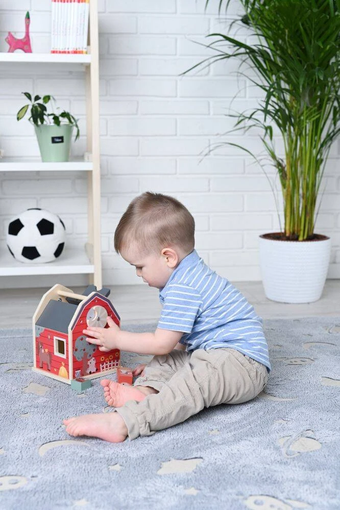 Adam Toys Medinis ūkio formos rūšiavimo žaislas su gyvūnėliais, vaikams nuo 12 mėn., spalvotas