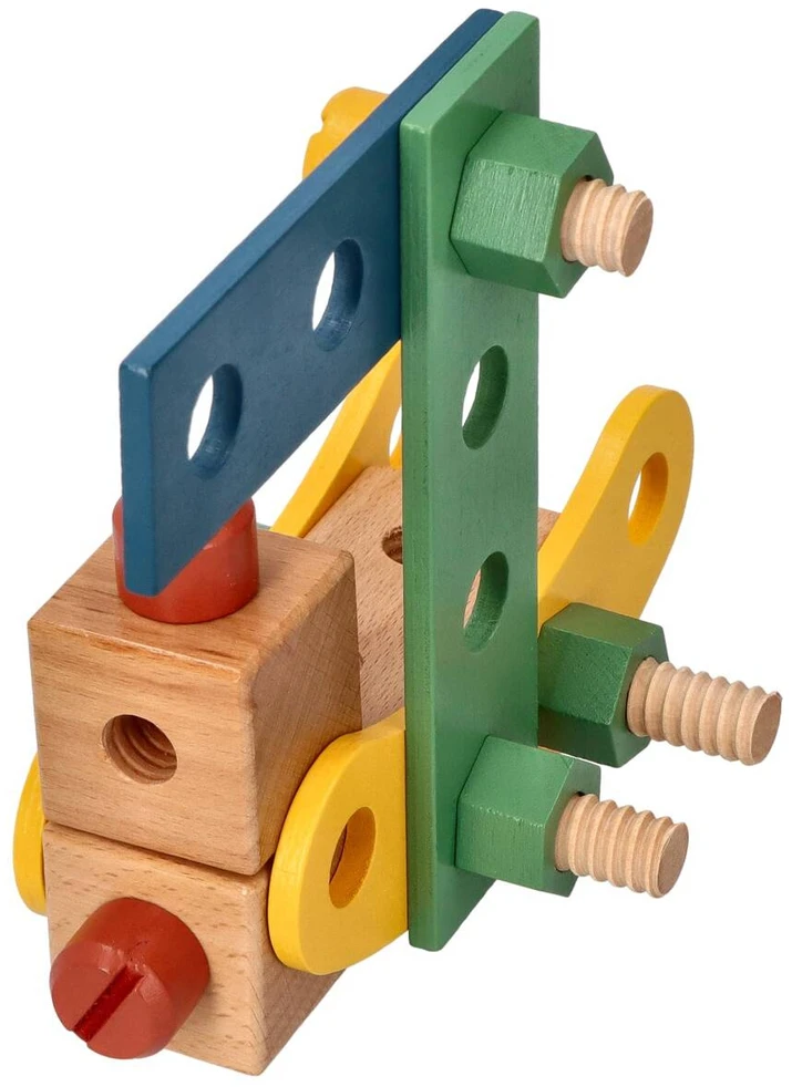 Adam Toys Medinis vaikų konstruktoriaus rinkinys su įrankiais, lavinantis kūrybiškumą, nuo 3 metų, rudas