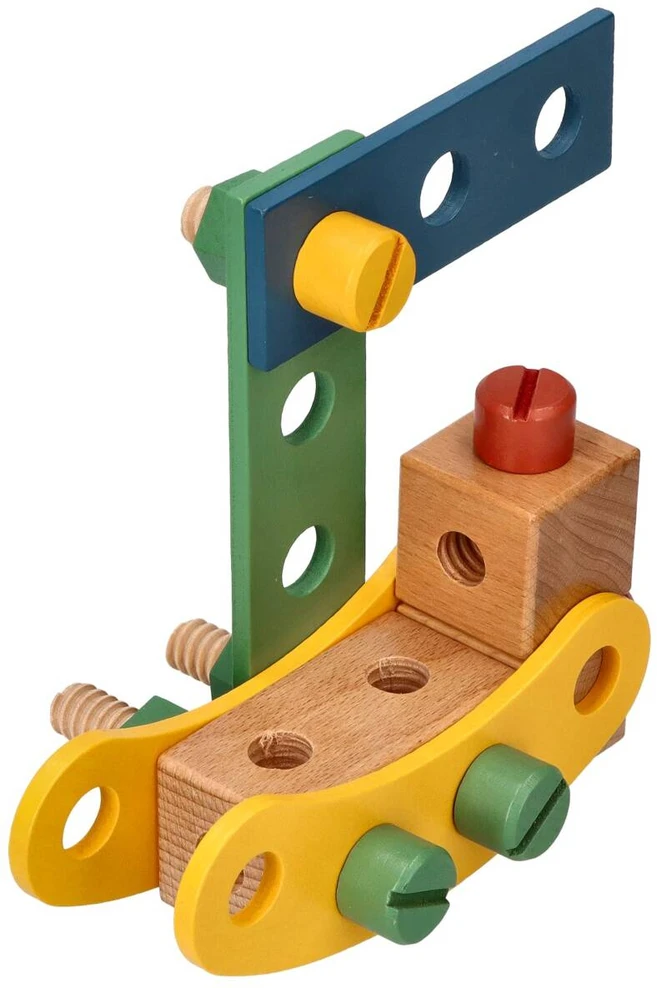 Adam Toys Medinis vaikų konstruktoriaus rinkinys su įrankiais, lavinantis kūrybiškumą, nuo 3 metų, rudas